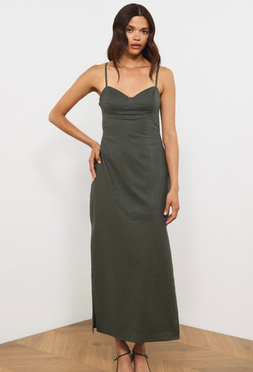 ATMOS & HERE Cut Out Linen Dress
