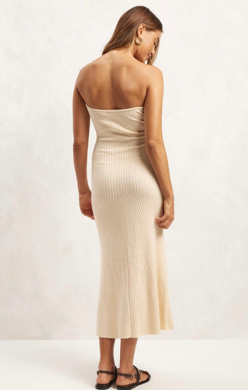 AERE Organic Cotton Strapless Knit Midi