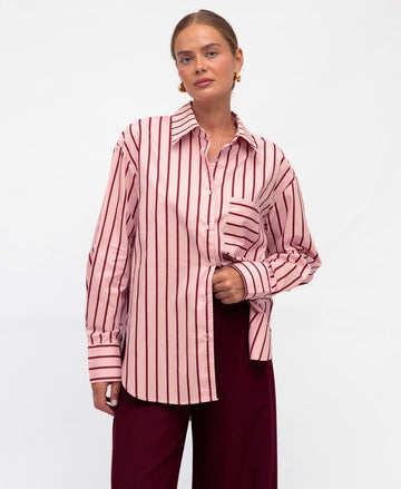 White Closet Pink and Wine Stripe Shirt