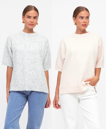 White Closet Short Sleeve Knit Top