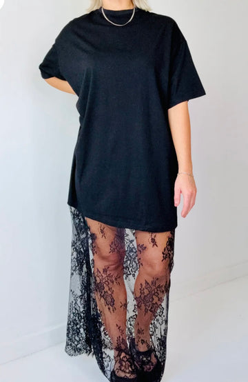 By Frankie Oversized Tee Lace Dress
