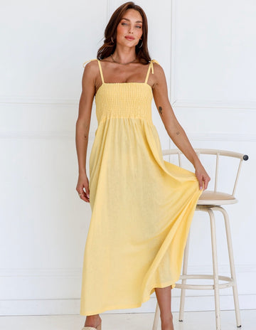 For Flora Midi Tie Strap Dress