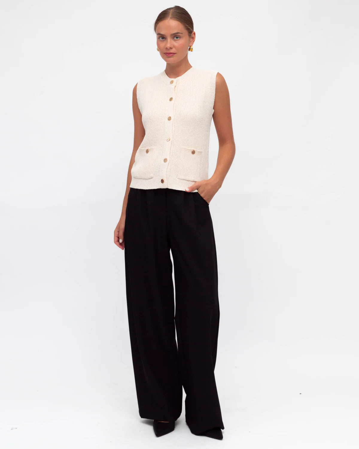 White Closet Sleeveless Knit Vest