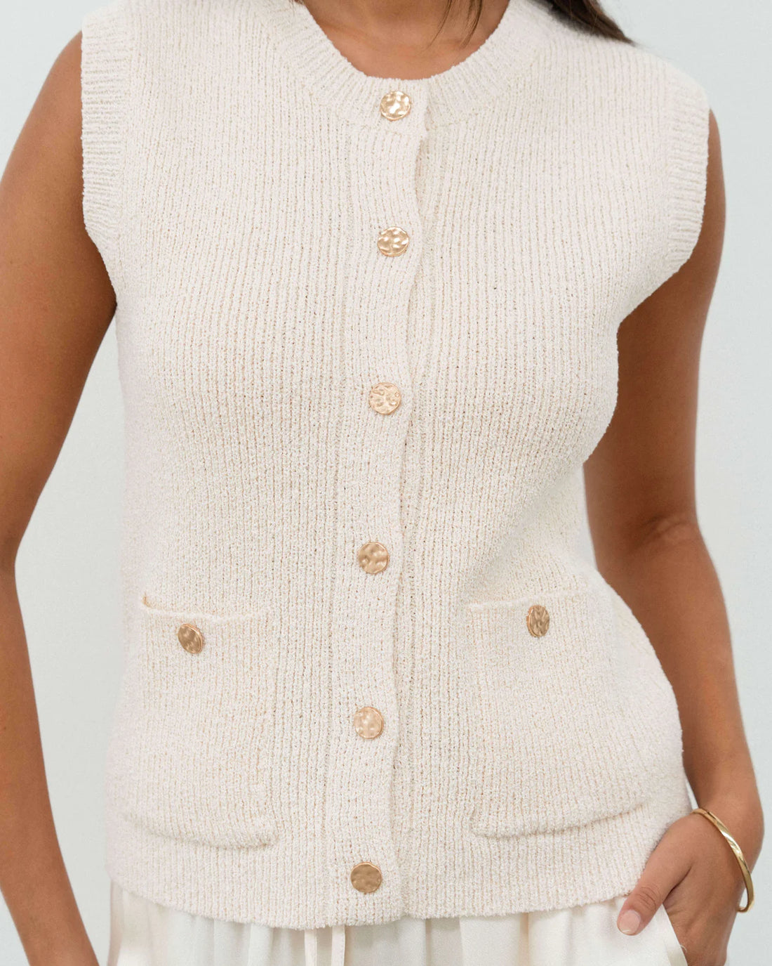 White Closet Sleeveless Knit Vest
