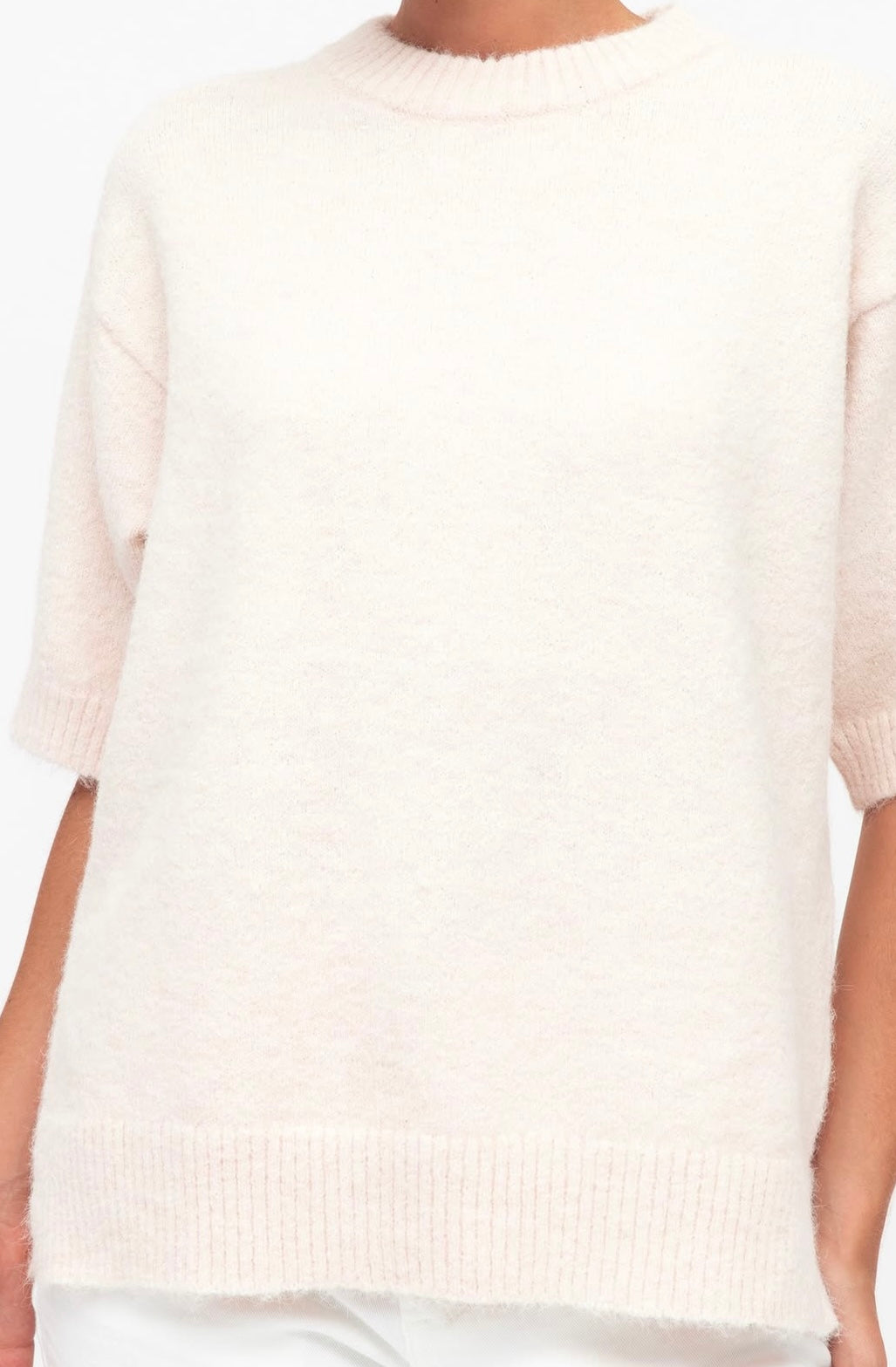 White Closet Short Sleeve Knit Top