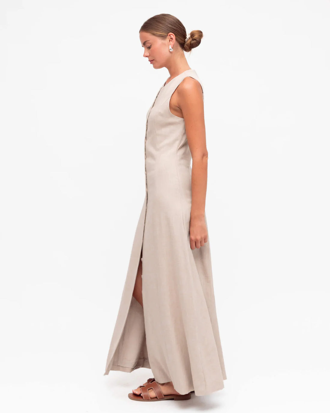 White Closet Button Down Midi Dress