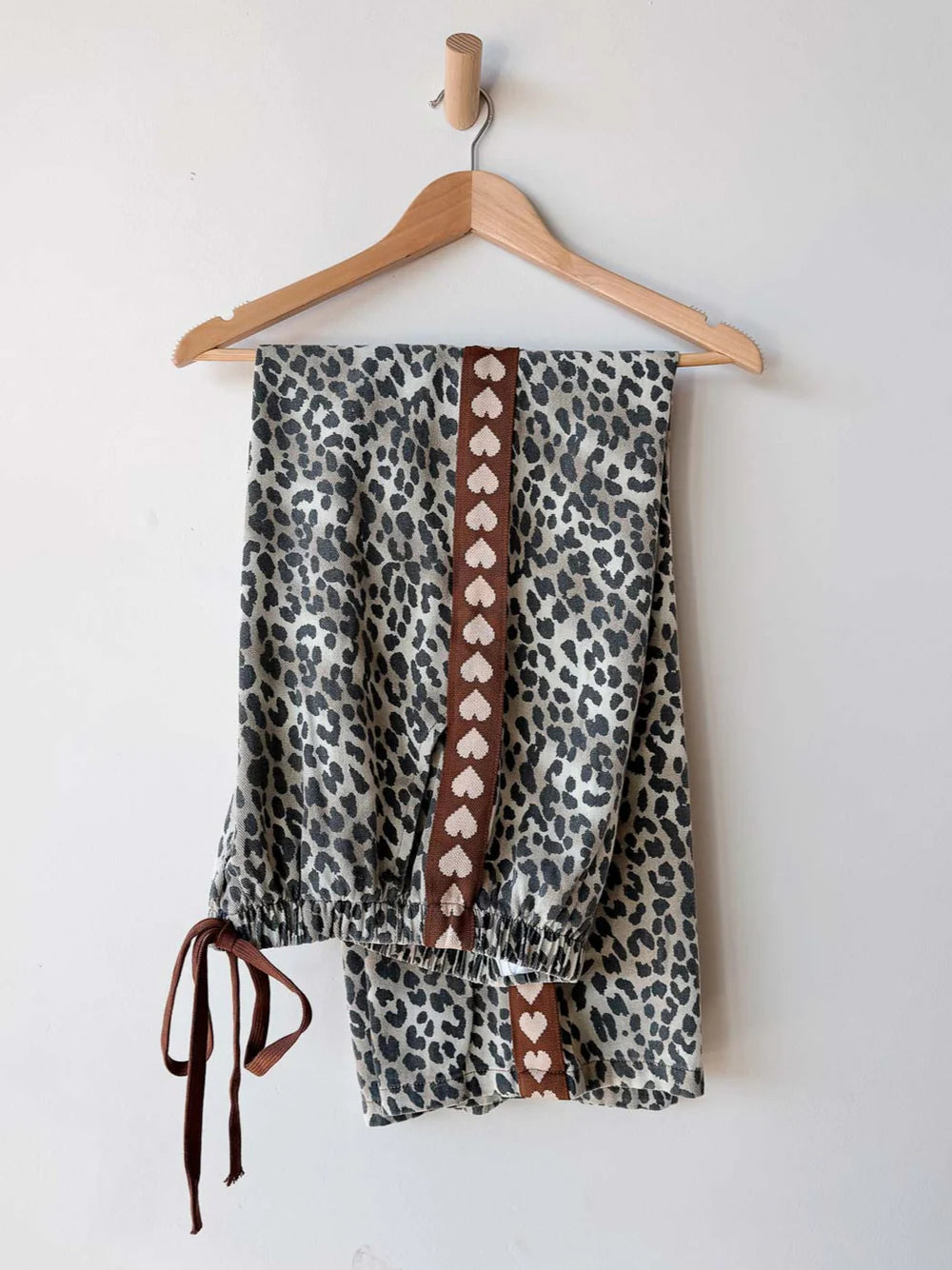 By Frankie Leopard Brown Heart Stripe Pant
