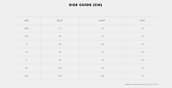 Eliya the Label Size Guide